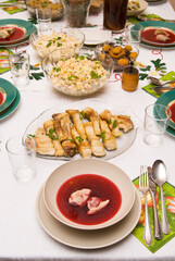 Festive table for Christmas .