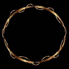 Abstract graceful golden round frame. For decoration and design of cards, invitations, packaging of cosmetics and jewelry, labels. Round frame of gold color.