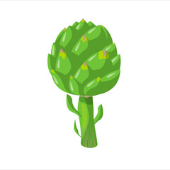 Green artichoke. Eco-friendly vegetable. Isolated, flat design
