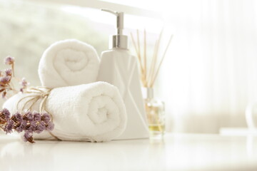 Spa accessories,Beautiful composition of spa , spa relax concept,  herbs for massage, beautiful sap...