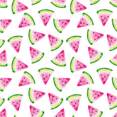 4012 Watermelon Slice Seamless Watercolor Pattern Design Tracery Texture Wallpaper Green Pink