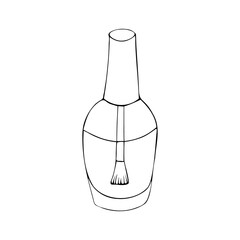 A bottle of clear nail polish with a brush. Isolated vector illustration.