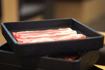 Slice pork and slice beef for hot pot also known as Shabu Shabu