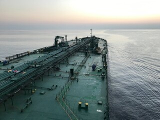Beautiful view from the bridge wings of a merchant ship at sea