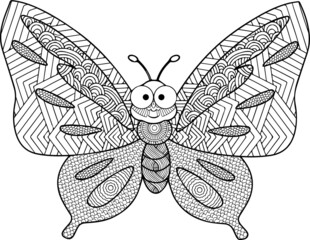 Plakat Butterfly mandala vector and coloring page