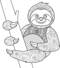 Sloth Mandala Vector and coloring page © KDP