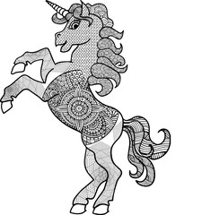 Unicorn Mandala Vector And Coloring Page