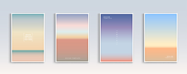Fototapeta premium Modern gradients summer, sunset and sunrise sea backgrounds vector set. color abstract background for app, web design, webpages, banners, greeting cards. Vector illustration design