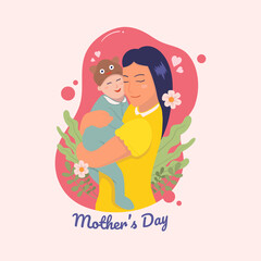 Hand drawn mother's day illustration template