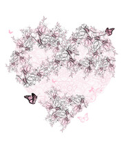 Floral lace pattern design with butterflies 