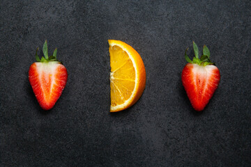 strawberry on a black background