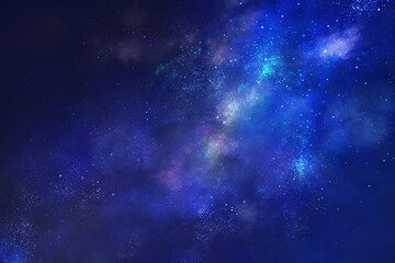 満天の星空の風景イラスト（ブルー）