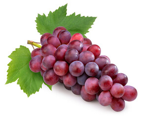 Red grape isolated on white, Bunch of fresh red juicy grapes isolated on white, With clipping path.