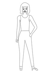 Woman standing cartoon character isolated - vector