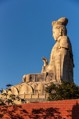 Guangdong Guanyin Mountain National Forest Park. Granite Avalokitesvara Bodhisattva statue. Dongguan Zhangmutou tourism scenery. 
