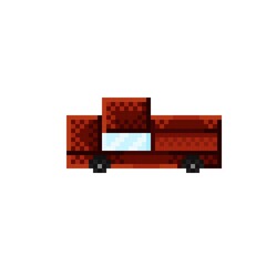 Car pixel art. Car cartoon. Vector illustration. Pickup truck.