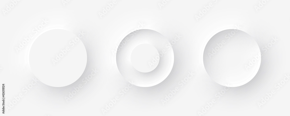 Wall mural template white buttons with outer and inner shadows in neomorphism design. vector illustration eps 1