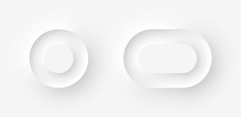Template white buttons with outer and inner shadows in Neomorphism design. Vector illustration EPS 10