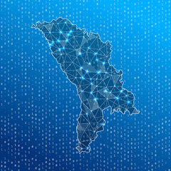 Network map of Moldova. Country digital connections map. Technology, internet, network, telecommunication concept. Vector illustration.
