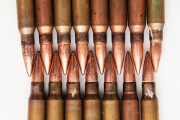 Close up of bullet casings close together