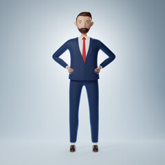 Full of confidence cartoon character businessman