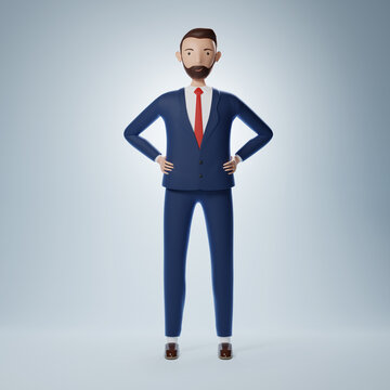 Full of confidence cartoon character businessman