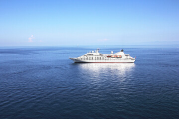 Cruise ship anchored off the coast
