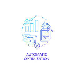 Automatic optimization blue gradient concept icon. Marketing strategy. Search engine. Target audience. Smart content idea thin line illustration. Vector isolated outline RGB color drawing