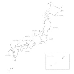 Japan - political map of regions