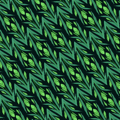 Fototapeta premium Seamless floral pattern in vintage style. River oats Botanical illustration. Vector.