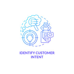 Identify customer intent blue gradient concept icon. Digital marketing. Online strategy for business. Smart content idea thin line illustration. Vector isolated outline RGB color drawing