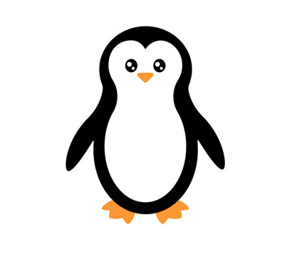 Flat illustration of a cute penguin isolated.