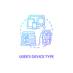 User device type blue gradient concept icon. Target audience analytics. Optimization for technology. Smart content idea thin line illustration. Vector isolated outline RGB color drawing