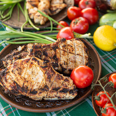 grilled meat with vegetables