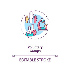 Voluntary groups concept icon. Trials sponsorship idea thin line illustration. Donation to charity. Raising money for vital, extra equipment. Vector isolated outline RGB color drawing. Editable stroke
