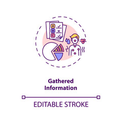 Gathered information concept icon. Protocol component idea thin line illustration. Study-level trial data. Medicine safety assessment. Vector isolated outline RGB color drawing. Editable stroke