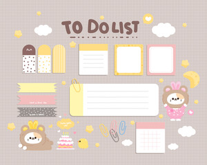 Cute daily planner element stationery collection cartoon art illustration