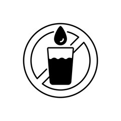 Not drinking water linear icon. Restriction for fluid usage. Forbidden fluid use. Fire safety. Thin line customizable illustration. Contour symbol. Vector isolated outline drawing. Editable stroke