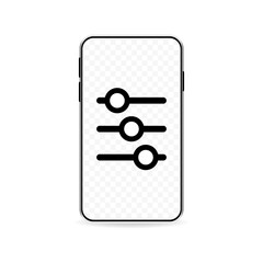 Smartphone and settings sliders, filters icon, concept of use for admin panels, websites, mobile apps, interfaces. Vector illustration.