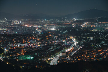 Fototapeta na wymiar Seoul city skyline at Night, South Korea.