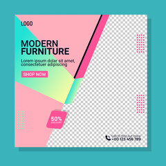 Modern furniture sale banner for flyer and social media post template design