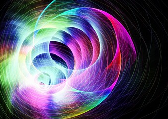 虹色の光が渦巻く抽象的な背景
