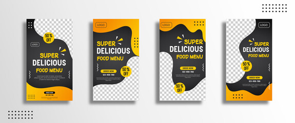 social media story banner template set, sales promotion, culinary promotion, ready to edit and use.