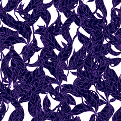leaves on wooden twigs vector seamless pattern white © BormanT