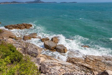 Sea view and rock stone at Koh Samui island, Unseen and amazing Thailand.