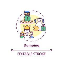 Dumping concept icon. Anti-competitive practices idea thin line illustration. Monopoly situation creation. Driving out competition. Vector isolated outline RGB color drawing. Editable stroke