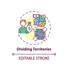 Dividing territories concept icon. Anti-competitive practices idea thin line illustration. Competition reduction in agreed-upon territories. Vector isolated outline RGB color drawing. Editable stroke