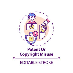 Patent and copyright misuse concept icon. Anti-competitive practice idea thin line illustration. Market advantage. Antitrust laws violation. Vector isolated outline RGB color drawing. Editable stroke