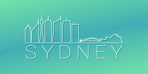 Obraz premium Sydney NSW, Australia Skyline Linear Design. Flat City Illustration Minimal Clip Art. Background Gradient Travel Vector Icon.