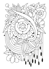 Coloring page. Art therapy. Art line. Illustration for coloring. Black-white background.